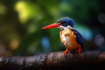 Oriental Dwarf Kingfisher or Three-Toed Kingfisher or Black-backed Kingfisher. Generative AI