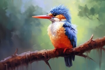 Oriental Dwarf Kingfisher or Three-Toed Kingfisher or Black-backed Kingfisher. Generative AI