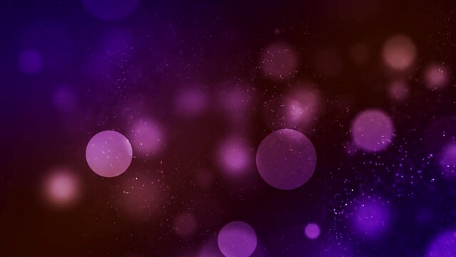 Abstract Motion Sweet Dark Shiny Purple Brown Blurry Sharp Circle Bokeh Light And Glitter Sparkles Dust Background, Seamless Loop