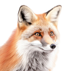 a Red Fox portrait in a Wildlife-themed, photorealistic illustration in a PNG format, cutout, and isolated. Generative AI