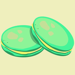 Set of various colorful macaroons. Macaroon cookie isolated on white background. Sweet and delicious vector template for cooking and restaurant menu.