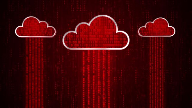 3D red cloud system with binary code encryption, Data upload download to cloud system, Privacy security protection network encode decode online access concept