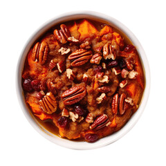 Sweet Potato Casserole On White Plate, Isolated On Transparent Background, Png. Generative AI
