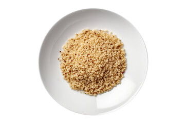 Steamed Quinoa On White Plate, Isolated On Transparent Background, Png. Generative AI