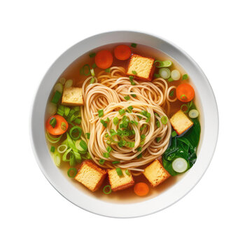 Tofu Noodle Soup On White Plate, Isolated On Transparent Background, Png. Generative AI