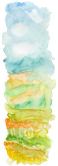 Hand drawn watercolor vertical landscape