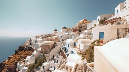 Fictious location similar to Santorini Greece travel photography - obrazy, fototapety, plakaty