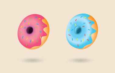Set of 3d vector donuts on a light background