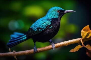 Obraz premium Tui Bird, a native of New Zealand: the male Tui with its white. Generative AI
