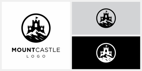 Mountain Castle Logo Design Inspiration. Icon Symbol Vector EPS 10.