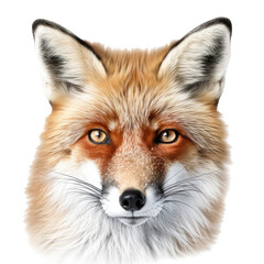 Fototapeta premium a Beautiful Red Fox Portrait, sly and crafty, fluffy, Wildlife-themed, photorealistic illustrations in a PNG, cutout, and isolated. Generative AI