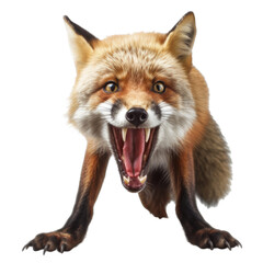 Fototapeta premium a full-body, vicious red fox in a frontal view as a transparent PNG Nature-themed, photorealistic illustration. Generative ai