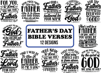 Father's Day Vector Design, Vector Bundle, Vintage hand-drawn calligraphy, black and white, bible verse vector, bible quotes, Christian design