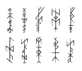 Full editable collection of norse symbols as goddess, witch, skadi, hel, freya and more. 