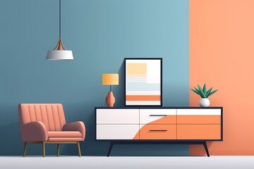 nterior of living room with sofa, modern home. Generative AI Technology
