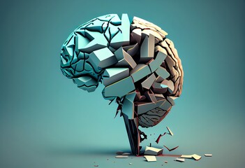 Brain problem, mind disease, breaking organ. AI generative