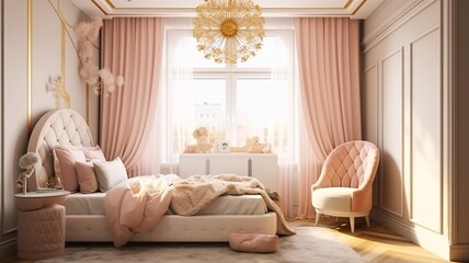 luxury style girl's room interior