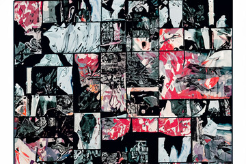 Fototapeta premium abstract drawings in squares , wall art print illustration