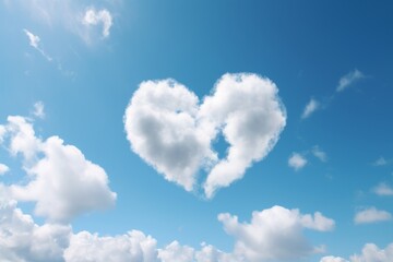Obraz na płótnie Canvas Heart-Shaped Clouds in the Blue Sky, Generative AI