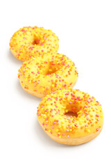 Sweet donuts on white background