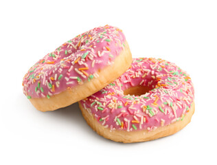 Sweet donuts on white background