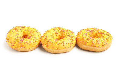 Sweet donuts on white background