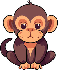 Cartoon cute monkey with outline