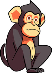 Cartoon cute monkey with outline