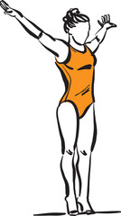 Gymnastics WOMAN 9 sports profession work doodle design drawing vector illustration