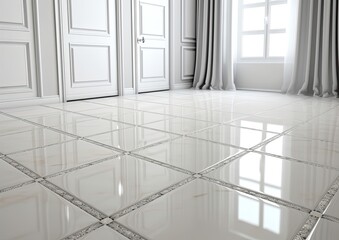 White terracotta tiles in the apartment. Generative AI