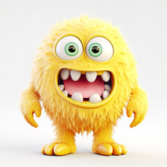 Fototapeta premium monster, funny cartoon isolated on white background, yellow, Generative AI