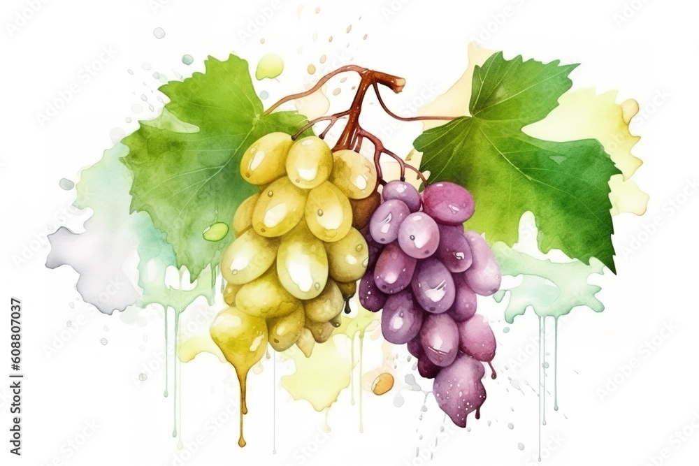 Poster a cluster of grapes that are supported by a vine. generative ai