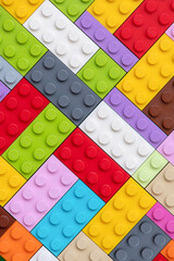 Obraz premium Smolensk, Russia - June 01, 2023: colorful lego blocks vertical photo