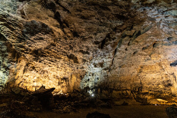 Limestone Bat Cave Jaskinia Nietoperzowa known for multiple species of nesting bats in Jerzmanowice village in Bedkowska Valley near Cracow in Lesser Poland