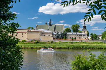 Fototapeta na wymiar Krakow, Poland, summer landscape of Vistula river and Norbertine sisters monastery