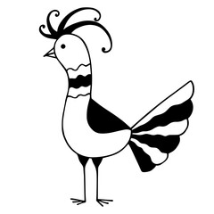 Linear sketch of a small bird. Wind graphics.