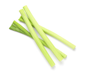 Fresh leeks on white background