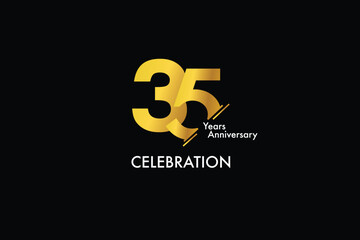 35th, 35 years, 35 year anniversary gold color on black background abstract style logotype. anniversary with gold color isolated on black background, vector design for celebration vector