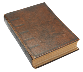 Old bible classic leather book cover, blank empty brown texture grunge no text design isolated on white background