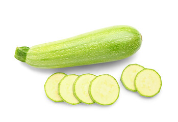 Fresh green zucchini on white background