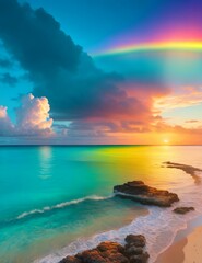 Naklejka na ściany i meble Rainbow over the Ocean