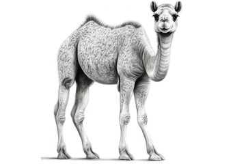 Cute Camel drawing on white background - generative AI