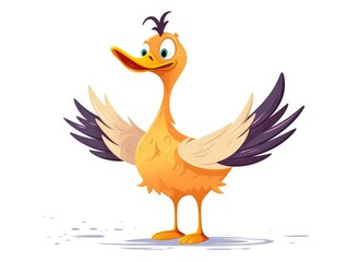 Duck in Cartoon Style on white background - generative AI