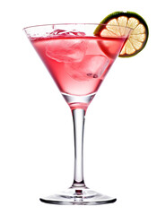 Cosmopolitan drink coctail isolated on the transparent background PNG. AI generative.