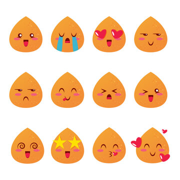 Coxinha de frango. Chicken drumstick in emojis style, vector illustration