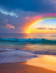 Fototapeta premium Ocean Sunset Rainbow