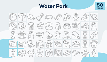 Water park lineal icons pack