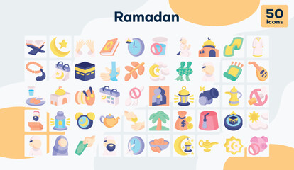 Ramadan flat icons pack 