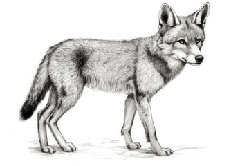 Obraz premium Cute Red Wolf drawing on white background - generative AI