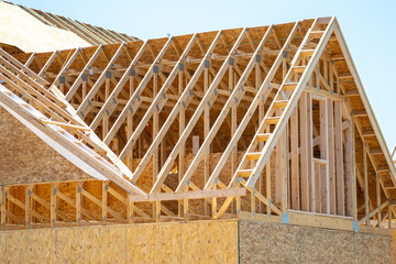 plywood house rafters roof wooden house framework